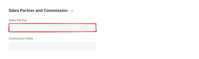 Sales Partner and Commission Section