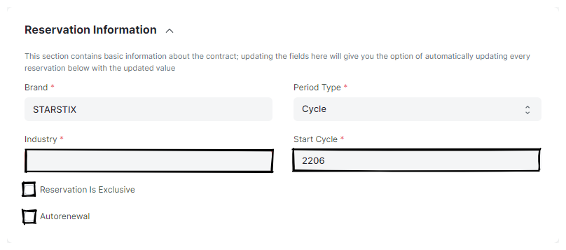 Reservation Information