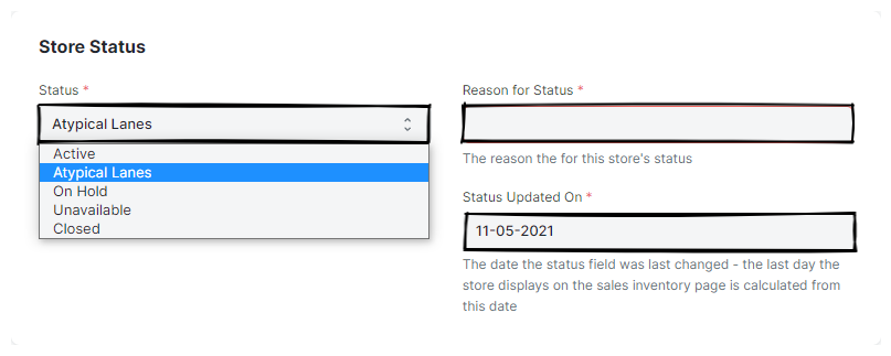Store Status Section